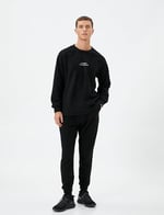 Koton Koton Polar Sweatshirt Slogan İşlemeli Bisiklet Yaka Uzun Kollu Erkek