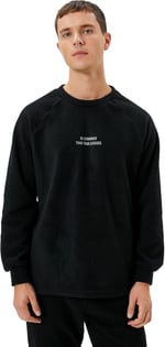 Koton Koton Polar Sweatshirt Slogan İşlemeli Bisiklet Yaka Uzun Kollu Erkek