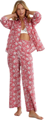 Koton Pijama Üstü Uzun Kollu Gömlek Yaka Düğmeli Pamuklu