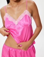 Koton Saten Pijama Üstü İnce Askılı Dantelli