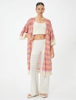 Koton Uzun Kroşe Kimono Püsküllü Dirsek Boy