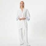 Koton Uzun Oversize Kimono Keten Karışımlı Kemer Detaylı Floral Desen Detaylı