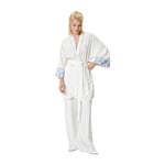 Koton Uzun Oversize Kimono Keten Karışımlı Kemer Detaylı Floral Desen Detaylı
