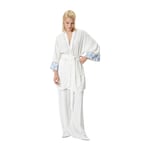 Koton Uzun Oversize Kimono Keten Karışımlı Kemer Detaylı Floral Desen Detaylı