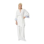 Koton Uzun Oversize Kimono Keten Karışımlı Kemer Detaylı Floral Desen Detaylı