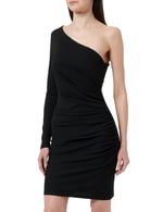 Koton Women One Shoulder Mini Dress Drape Detail, Siyah(999), S