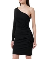 Koton Women One Shoulder Mini Dress Drape Detail, Siyah(999), S