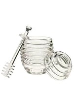 Kovan Şekilli Kaşıklı 3 Parça Kristal Bal Kavanozu, VYDGR00000499