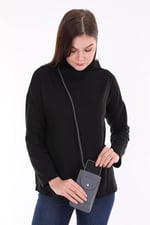 Koyu Gri Renk Omuz Çantası/Cep Telefonu Çantası/Kartlık