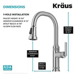 KRAUS Allyn Endüstriyel Pull-Down Tek Saplı Mutfak Bataryası Spot-Free Paslanmaz Çelik, KPF-4102SFS