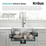 KRAUS Standart PRO 60 cm 16 Ayar Alttan Montaj Tek Kase Paslanmaz Çelik Mutfak Lavabosu, KHU101-23