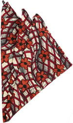 Kravatkolik Krem - Bordo Motif Baskılı İpek Mendil SPS138