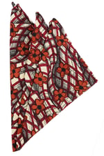 Kravatkolik Krem - Bordo Motif Baskılı İpek Mendil SPS138