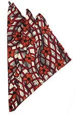 Kravatkolik Krem - Bordo Motif Baskılı İpek Mendil SPS138