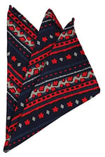 Kravatkolik Lacivert Motif Baskı İpek Mendil SPS194