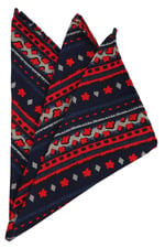 Kravatkolik Lacivert Motif Baskı İpek Mendil SPS194