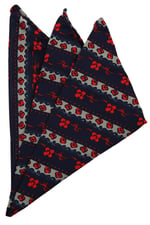 Kravatkolik Lacivert Motif Baskı İpek Mendil SPS229