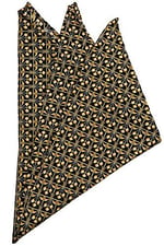 Kravatkolik Sarı - Lacivert Motif Baskılı İpek Mendil SPS405