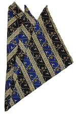 Kravatkolik Sarı - Lacivert Motif Baskılı İpek Mendil SPS413