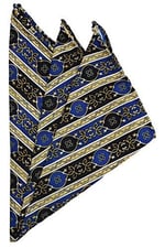 Kravatkolik Sarı - Lacivert Motif Baskılı İpek Mendil SPS373