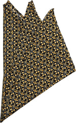 Kravatkolik Sarı - Lacivert Motif Baskılı İpek Mendil SPS405