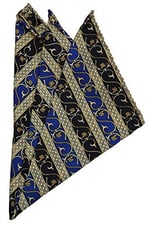Kravatkolik Sarı - Lacivert Motif Baskılı İpek Mendil SPS413