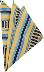 Kravatkolik Sarı - Lacivert Motif Baskılı İpek Mendil SPS139