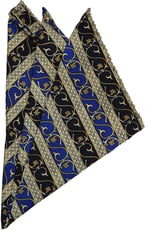Kravatkolik Sarı - Lacivert Motif Baskılı İpek Mendil SPS413