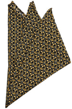 Kravatkolik Sarı - Lacivert Motif Baskılı İpek Mendil SPS405