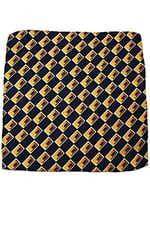 Kravatkolik Sarı - Lacivert Motif Baskılı İpek Mendil SPS404