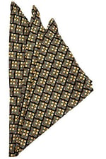 Kravatkolik Sarı - Lacivert Motif Baskılı İpek Mendil SPS400