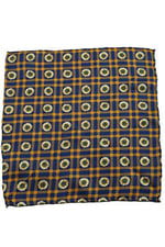 Kravatkolik Sarı - Lacivert Motif Baskılı İpek Mendil SPS170