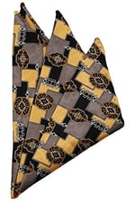 Kravatkolik Sarı - Siyah Motif Baskılı İpek Mendil SPS321