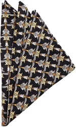 Kravatkolik Siyah Motif Baskılı İpek Mendil SPS180