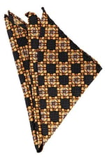 Kravatkolik Siyah - Sarı Motif Baskılı İpek Mendil SPS114