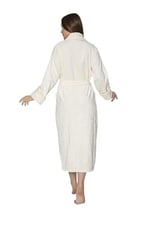 Krem Eteği Kolu Jakarlı Bambo Cotton Bayan Bornozu Krem L/XL