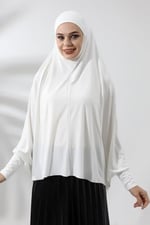 Krem Hazır Pratik Sultanbaş Tesettür Kollu Penye Sufle Eşarp Hijab