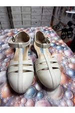 KREM, STRAPORA, SWİNG, LİNDY HOP, DANS VE SPOR AYAKKABISI, KAPALI BURUN, 1.5 CM TOPUK, DÜZ TABAN - Bedenler: 36 EU, 37 EU, 38 EU, 39 EU, 40 EU