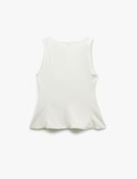 Krep Scuba Kumaş Kare Yaka Kolsuz Peplum Bluz