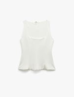 Krep Scuba Kumaş Kare Yaka Kolsuz Peplum Bluz