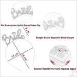 Kristal Parlak Taşlı Metal Bride Taç - Gümüş