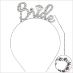 Kristal Parlak Taşlı Metal Bride Taç - Gümüş