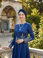 Kristal Tüllü Astarlı Hazır Türban Tesettür Abiye Bone