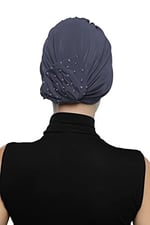 Kristal Yelpaze Taş İşlemeli Çift Taraflı Astarlı Hazır Türban Tesettür Abiye Bone