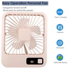 Küçük Masa Fanı, Taşınabilir USB Şarj Edilebilir, 2000mAh Pil ve LCD Ekranlı Eğilebilir Katlanabilir Kişisel Mini Fan, Güçlü Rüzgar, Ultra Sessiz, Ofis, Ev, Kamp için 5 Hız Modu