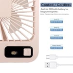 Küçük Masa Fanı, Taşınabilir USB Şarj Edilebilir, 2000mAh Pil ve LCD Ekranlı Eğilebilir Katlanabilir Kişisel Mini Fan, Güçlü Rüzgar, Ultra Sessiz, Ofis, Ev, Kamp için 5 Hız Modu