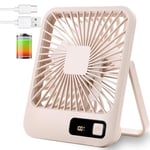 Küçük Masa Fanı, Taşınabilir USB Şarj Edilebilir, 2000mAh Pil ve LCD Ekranlı Eğilebilir Katlanabilir Kişisel Mini Fan, Güçlü Rüzgar, Ultra Sessiz, Ofis, Ev, Kamp için 5 Hız Modu