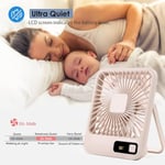 Küçük Masa Fanı, Taşınabilir USB Şarj Edilebilir, 2000mAh Pil ve LCD Ekranlı Eğilebilir Katlanabilir Kişisel Mini Fan, Güçlü Rüzgar, Ultra Sessiz, Ofis, Ev, Kamp için 5 Hız Modu
