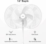 Kumtel KTF-350 Beyaz 16 İnç Ayaklı Vantilatör 50 W