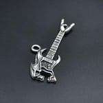 Kuru Kafa Elektro Gitar Erkek Kadın Kolye Antik Gümüş Kaplama - 60 cm Düz Zincir
